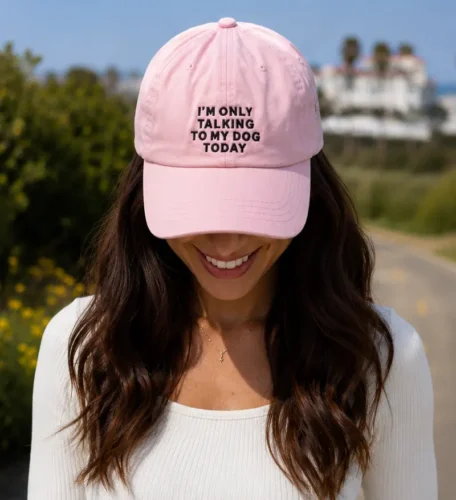 I'm Only Talking To My Dog Today Baseball Cap - Pink